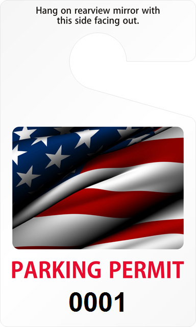Parking permit with American flag