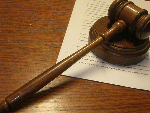 Judge's gavel on desk