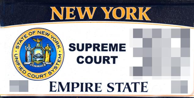 New York Supreme Court license plate