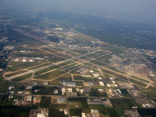 aerial view of hobby airport in houston